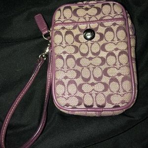 Purple Coach wristlet